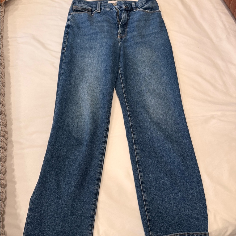 Good American Straight Leg Blue Jeans